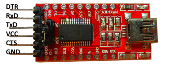 Configuration du FTDI232 - Cavalier sur 3.3V