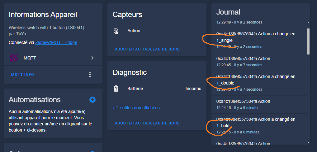 Bouton dans Home Assistant