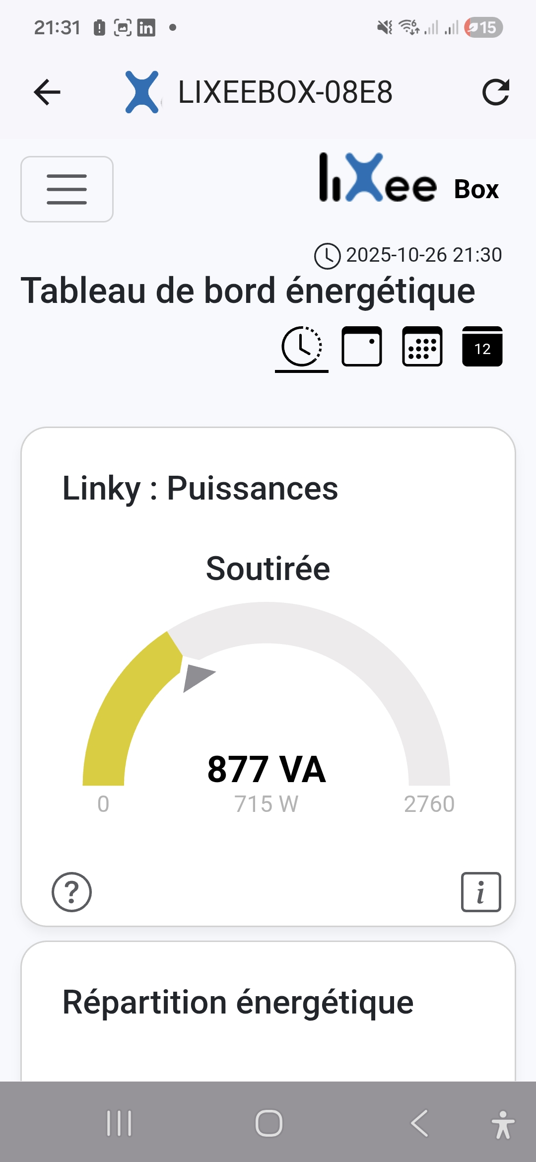 Données de consommation électrique en temps réel sur ma LiXee-Box