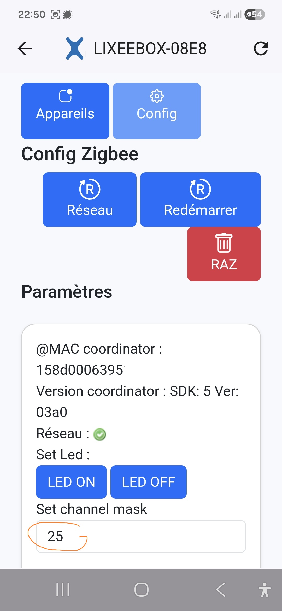 Choix du canal Zigbee