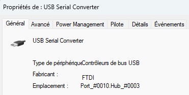Périphérique USB Serial Converter détecté dans le gestionnaire de périphériques