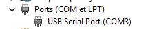 Nouveau port COM3 disponible pour la communication