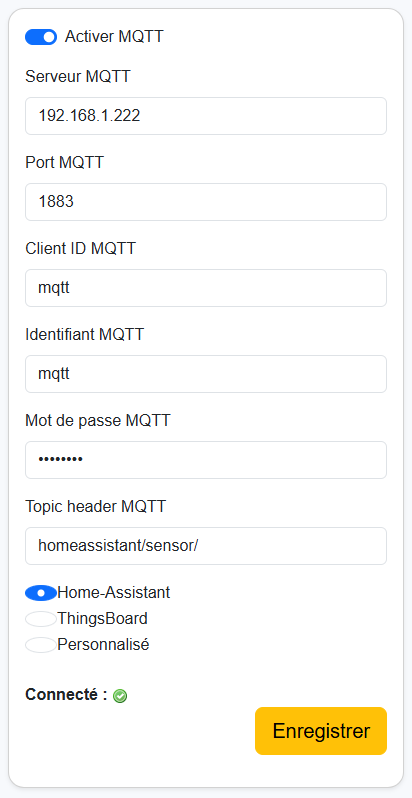 Configuration MQTT du ZiWiFi32 Lite