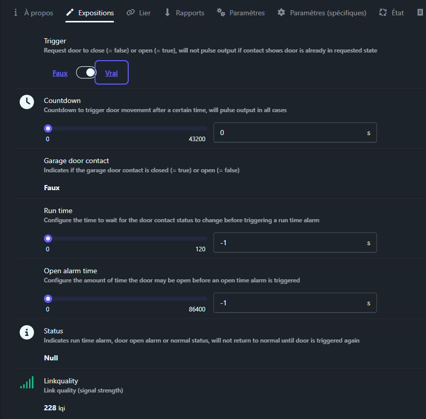 Interface Zigbee2MQTT complète Portail Came