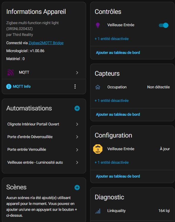 Désactivation entités inutiles dans Zigbee2MQTT
