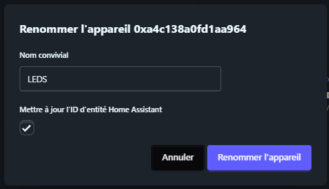 Renommage appareil Zigbee2MQTT