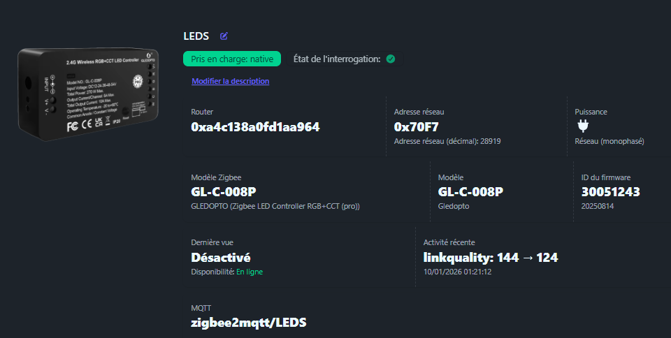 Entités disponibles GL-C-008P