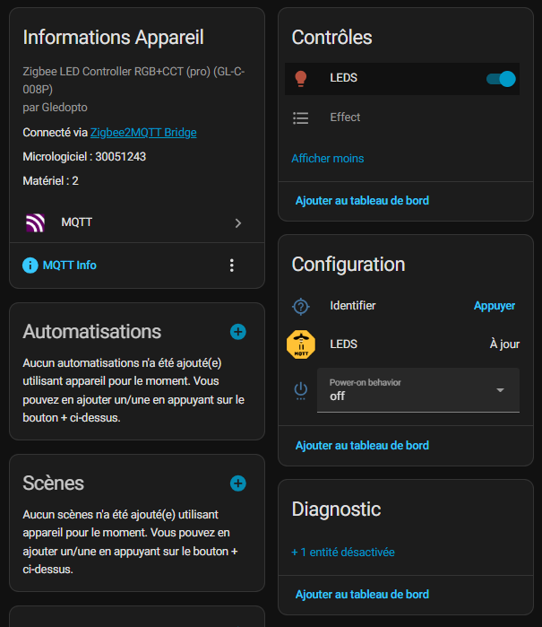 Intégration Home Assistant ruban LED