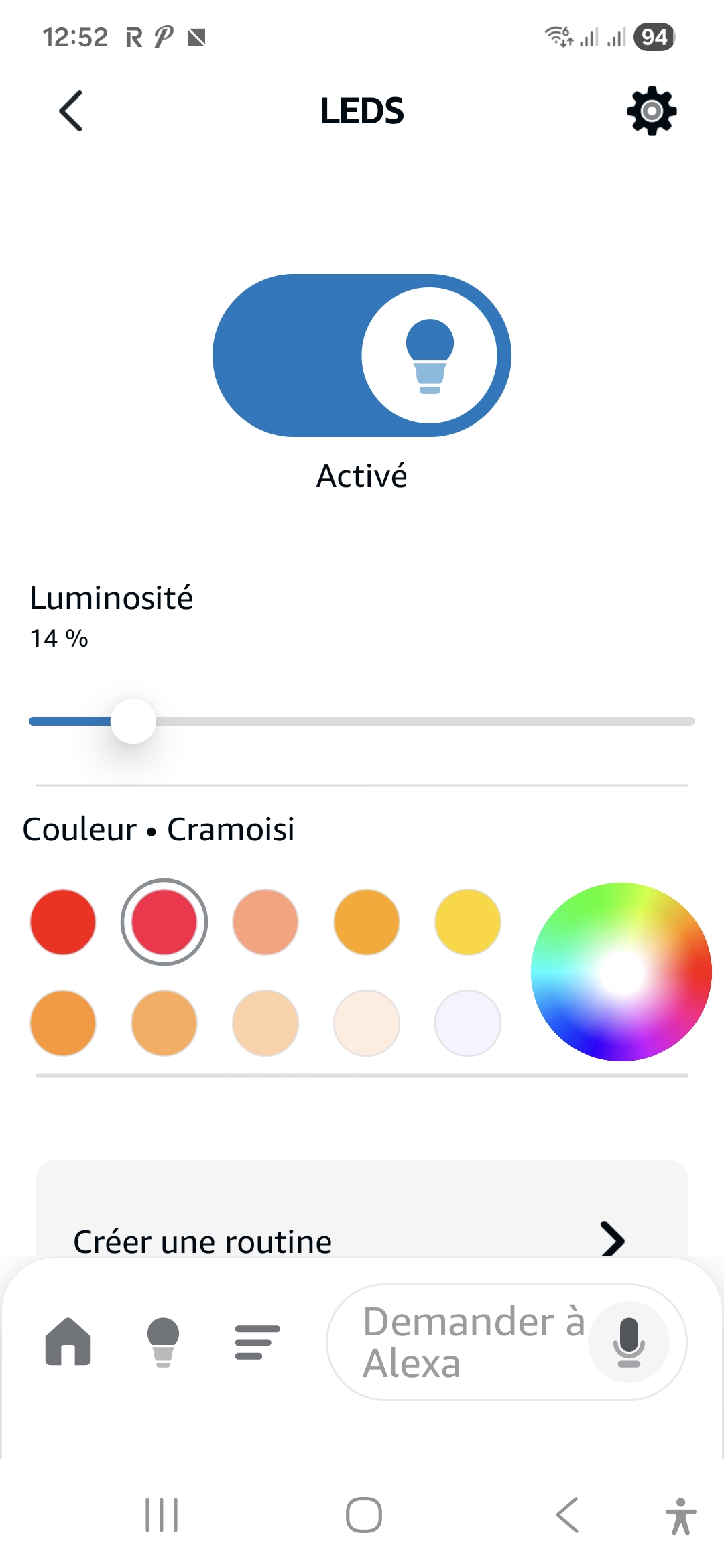 Ruban LED dans app Alexa