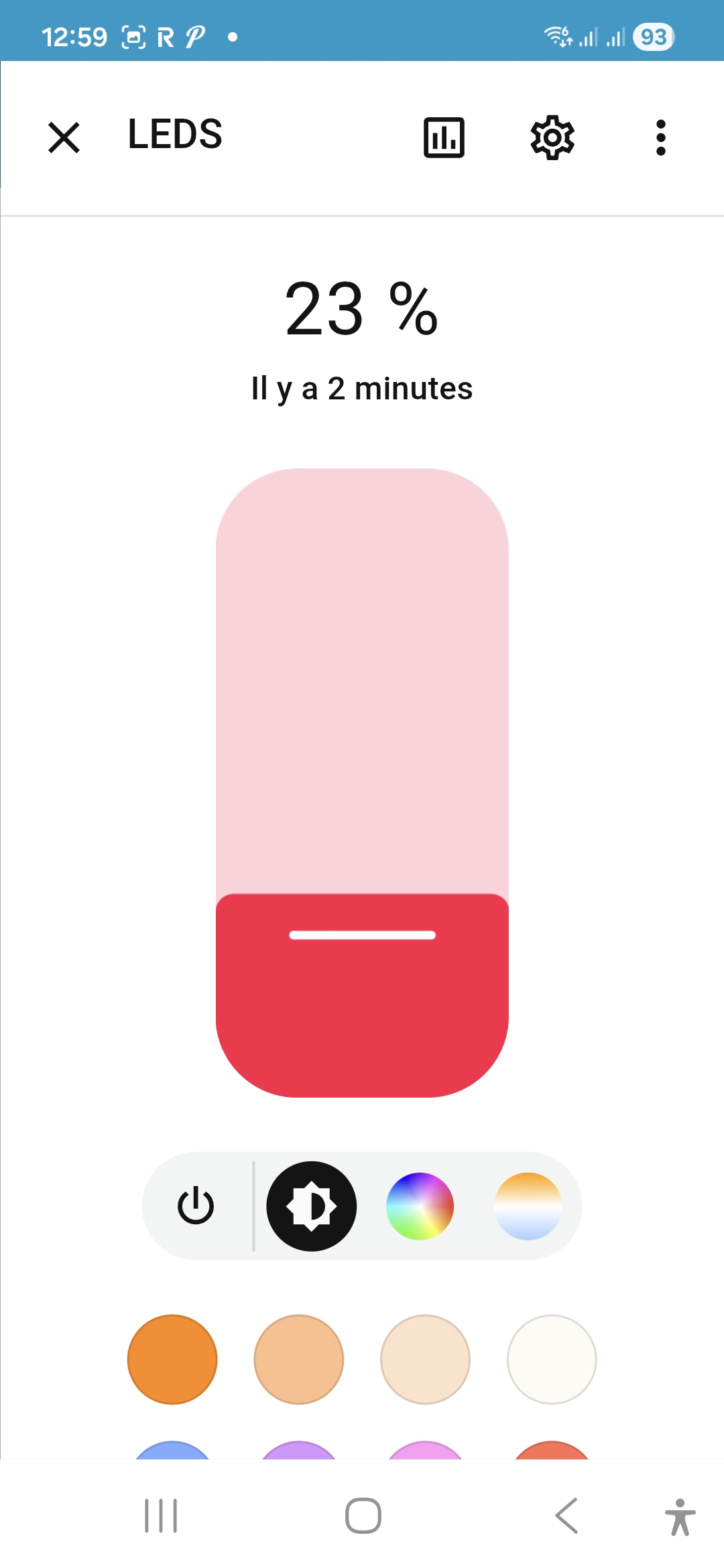 Ruban LED dans app Home Assistant