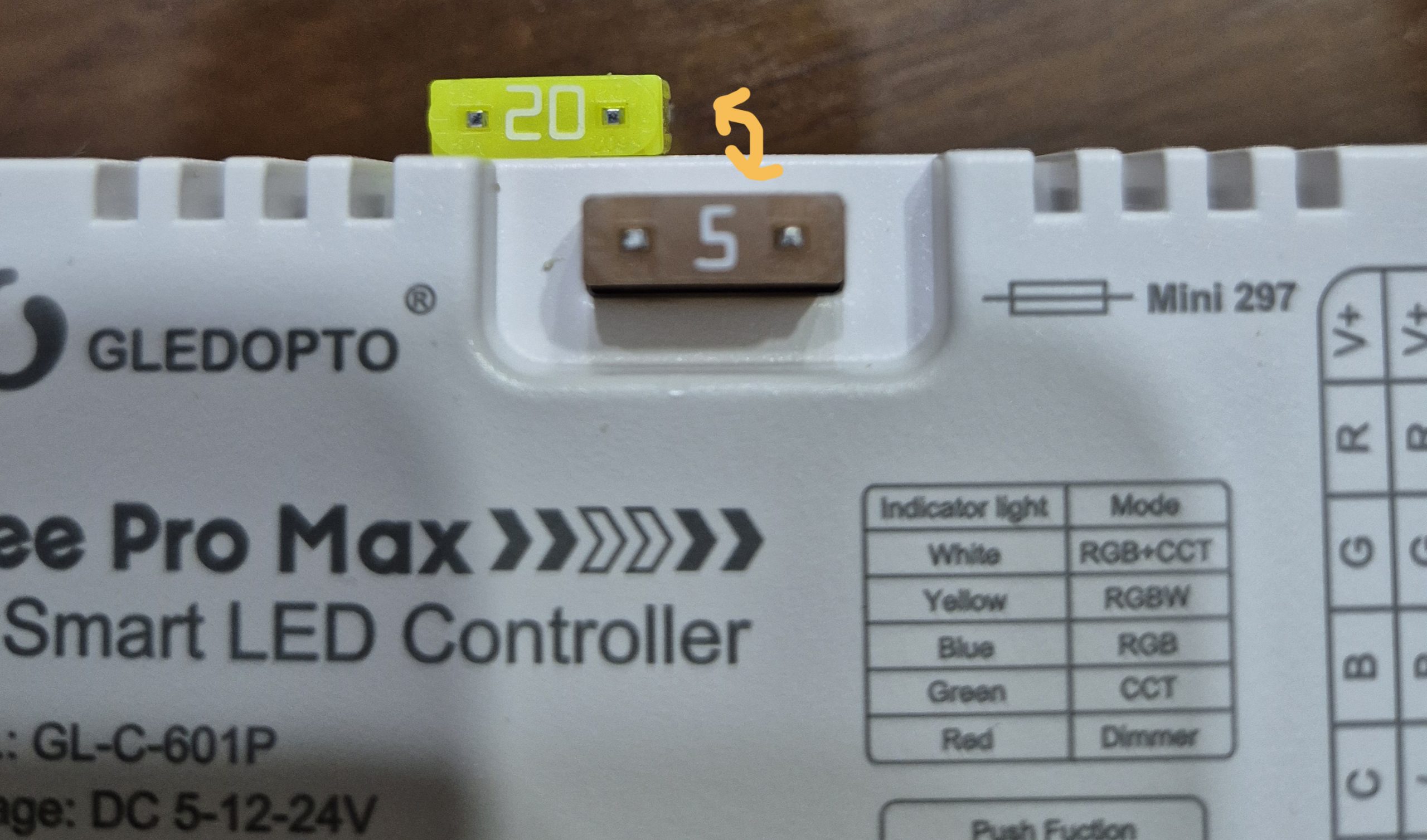 Fusibles fournis avec GL-C-601P