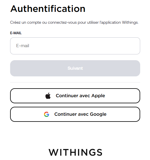Connexion au compte Withings