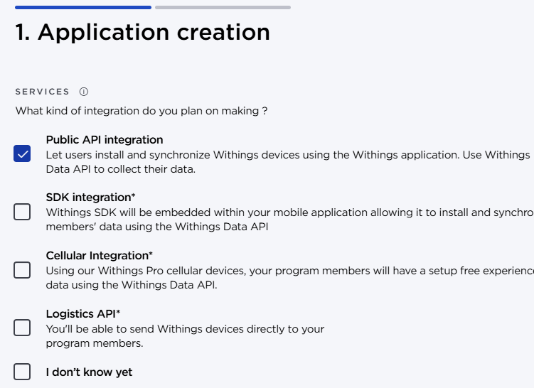 Application créée Withings