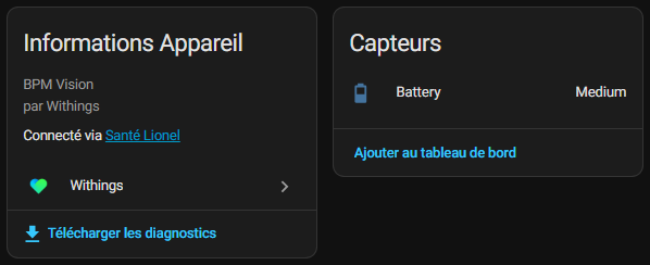 Capteur batterie tensiomètre