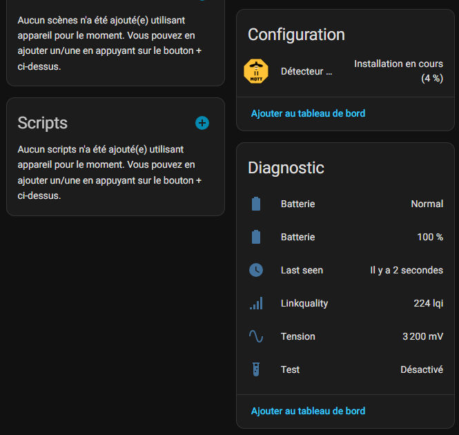 Entités du détecteur de chaleur Frient dans Home Assistant